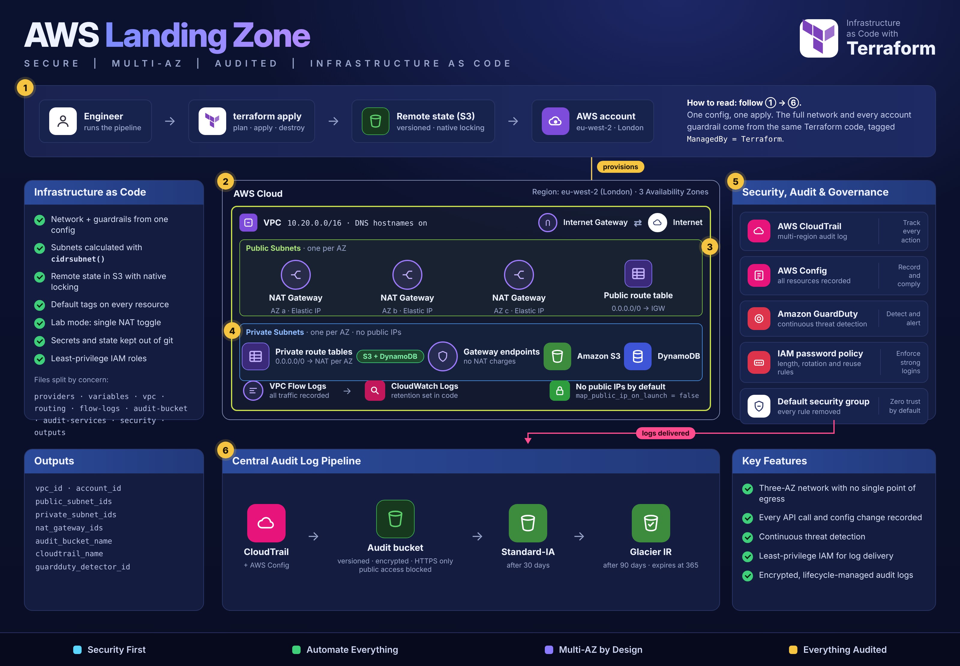 Landing Zone architecture diagram, built with Terraform